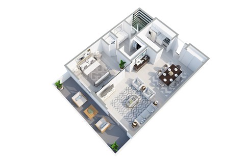 Floor plan for 1 bed, 1 bath, 600 sqft