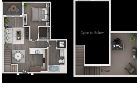Floor plan for 1 bed, 1 bath