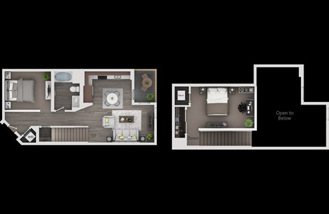 Floor plan for 1 bed, 1 bath, 1010 sqft