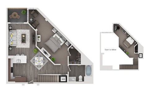 Floor plan for 1 bed, 1 bath, 1092 sqft