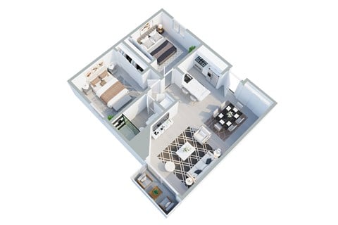 Floor plan for 2 beds, 1 bath, 800 sqft