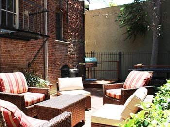 Newly-finished back patio with grilling station
