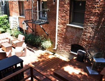 Newly-finished back patio with grilling station