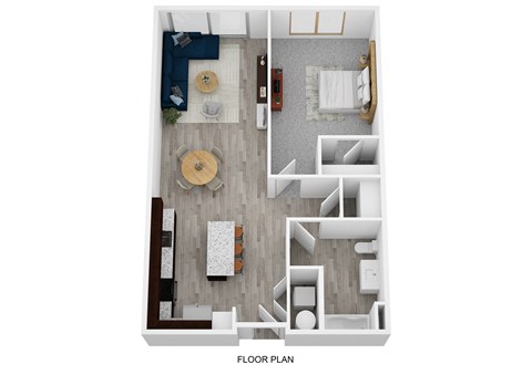Floor plan for 1 bed, 1 bath, 806 sqft