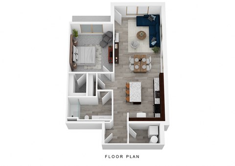 Floor plan for 1 bed, 1 bath, 758 sqft