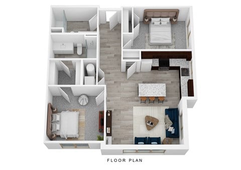 Floor plan for 2 beds, 2 baths, 924 sqft