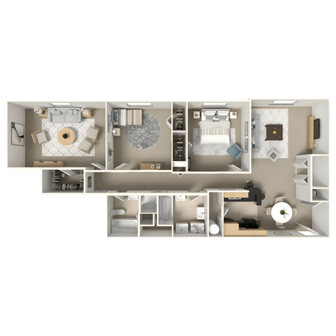 Floor plan for 2 beds, 2 baths, 1189 sqft