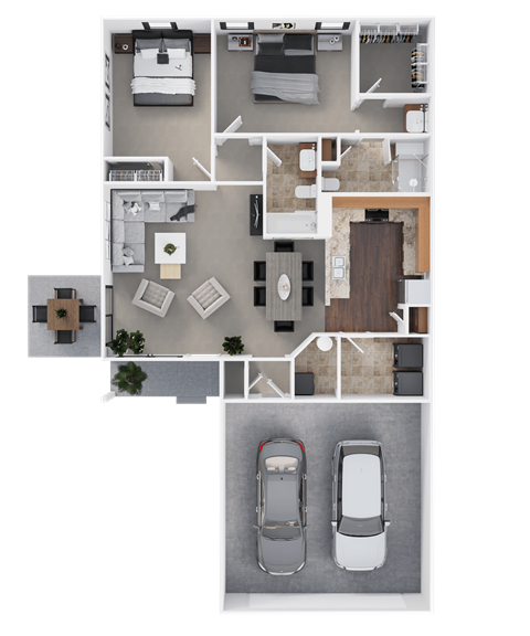Floor plan for 2 beds, 2 baths, 1138 sqft
