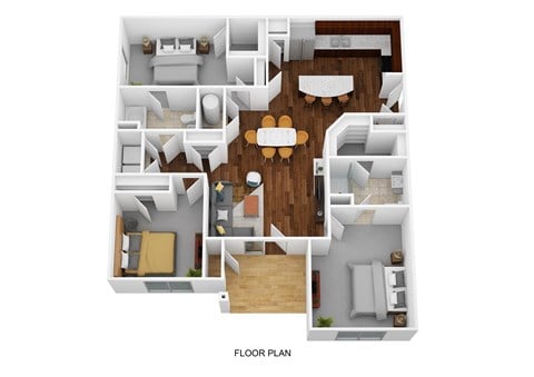 Floor plan for 3 beds, 2 baths, 1394 sqft