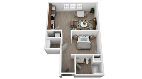 Floor plan for studio, 1 bath, 581 sqft