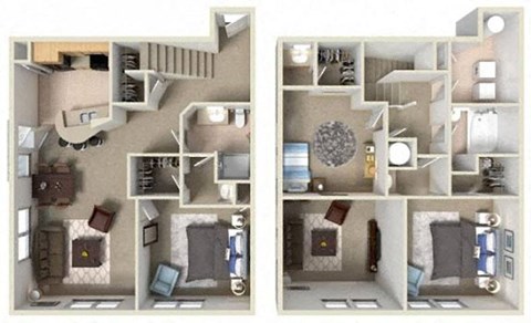 Floor plan for 3 beds, 2 baths, 1361 sqft