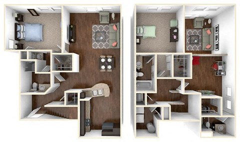 Floor plan for 3 beds, 2.5 baths, 1490 sqft
