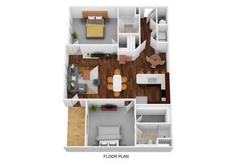 Floor plan for 2 beds, 2 baths, 1181 sqft