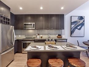 New Brunswick apartment for rent - a kitchen with a counter top and a refrigerator