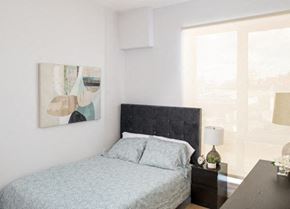Brooklyn apartment for rent - a mural of trees on a wall with windows