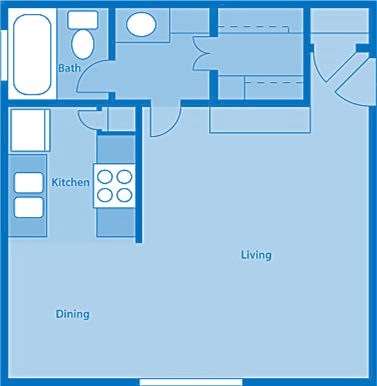 Floor plan for studio, 1 bath, 441 sqft