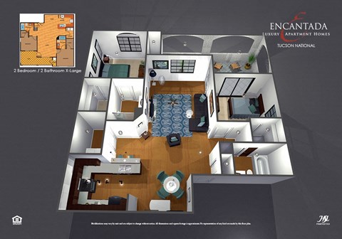 Floor plan for 2 beds, 2 baths, 1503 sqft