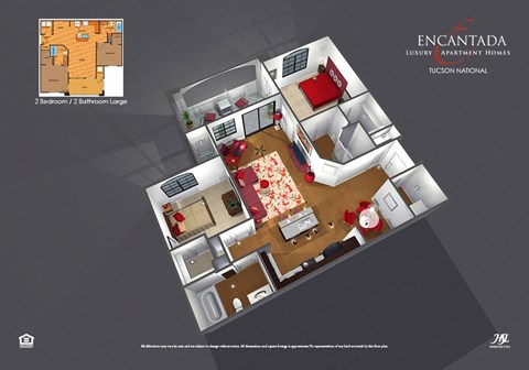 Floor plan for 2 beds, 2 baths, 1293 sqft