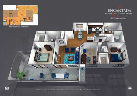 Floor plan for 3 beds, 2 baths, 1655 sqft