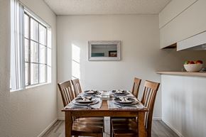 Yuma apartment for rent - A dining room with a table set for two.