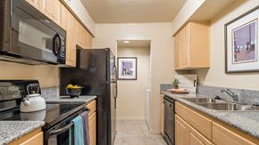 Tucson apartment for rent - El Dorado Place galley style kitchen.