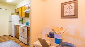 Tucson apartment for rent - Enclave kitchen views with plenty of cabinetry and nice dining area