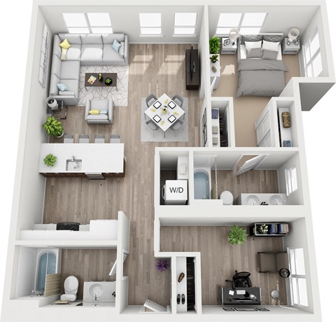 Floor plan for 2 beds, 2 baths, 1026 sqft