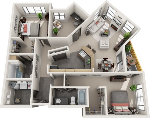 Floor plan for 2 beds, 2 baths, 1314 sqft