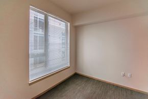 Seattle apartment for rent - an empty bedroom with a large window and carpeting
