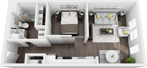 Floor plan for 1 bed, 1 bath, 548 sqft