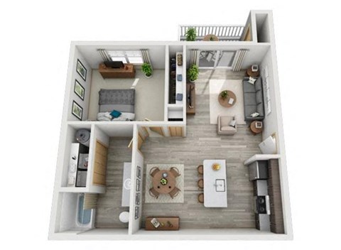 Floor plan for 1 bed, 1 bath, 759 sqft