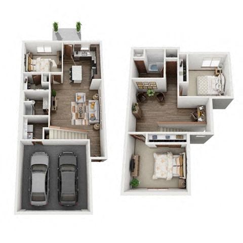 Floor plan for 3 beds, 2 baths, 1492 sqft