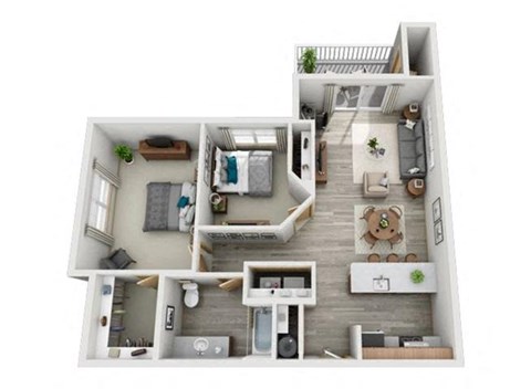 Floor plan for 2 beds, 1 bath, 868 sqft