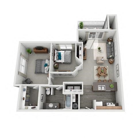 Floor plan for 2 beds, 1 bath, 1026 sqft