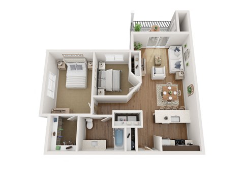 Floor plan for 2 beds, 1 bath, 912 sqft