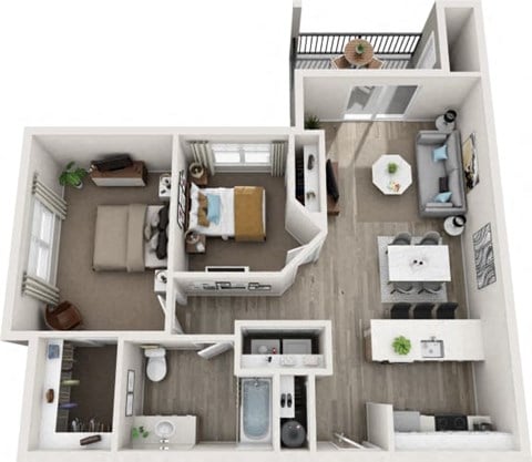 Floor plan for 2 beds, 1 bath, 921 sqft