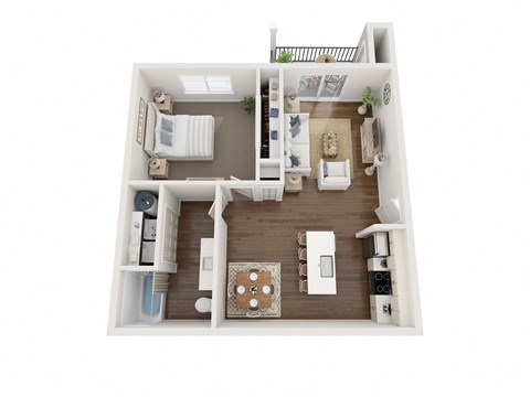 Floor plan for 1 bed, 1 bath, 783 sqft