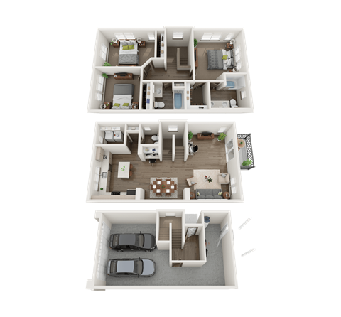 Floor plan for 3 beds, 2.5 baths, 1648 sqft