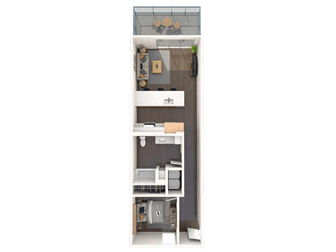 Floor plan for 1 bed, 1 bath, 692 sqft