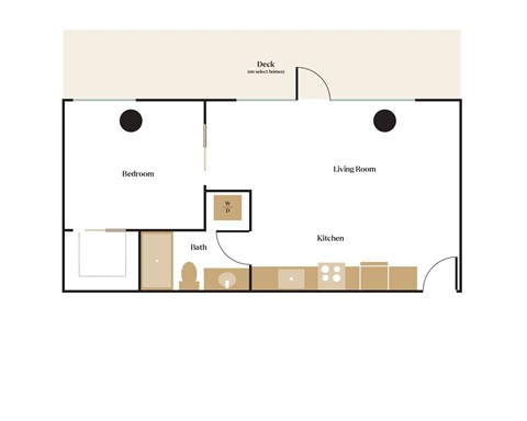 Floor plan for 1 bed, 1 bath, 644 sqft