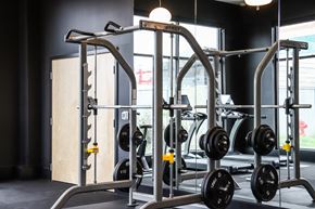 Bellevue apartment for rent - a row of weights in a gym with a window