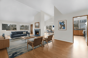 Kent apartment for rent - A living room with a fireplace and a couch.