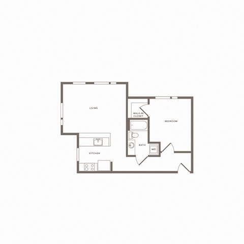 Floor plan for 1 bed, 1 bath, 867 sqft