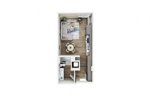 Floor plan for studio, 1 bath, 432 sqft