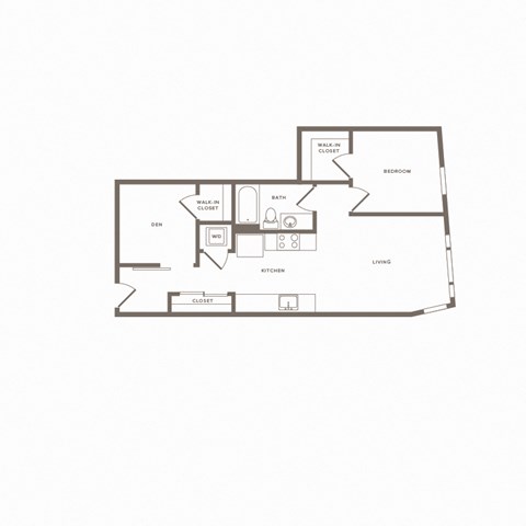 Floor plan for 1 bed, 1 bath, 825 sqft