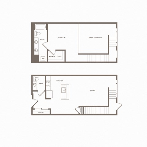 Floor plan for 1 bed, 1.5 baths, 1011 sqft