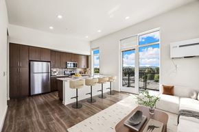 Bellevue apartment for rent - a living room with a kitchen and a sliding glass door