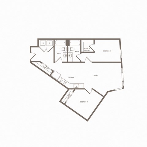 Floor plan for 2 beds, 2 baths, 1012 sqft
