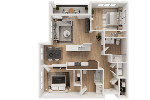 Floor plan for 2 beds, 2 baths, 994 sqft