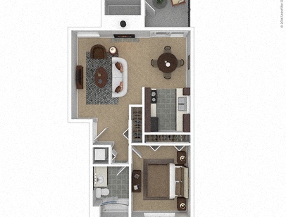 Floor plan for 1 bed, 1 bath, 612 sqft